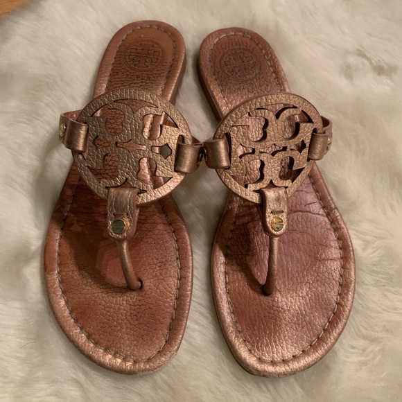 Tory Burch Shoes - Tory Burch Rose Gold Miller Sandals Size 7 RARE